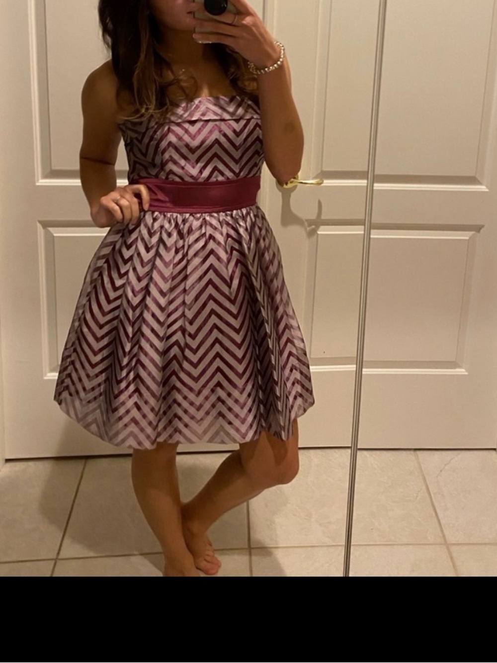 Purple Stripped Homecoming Dress